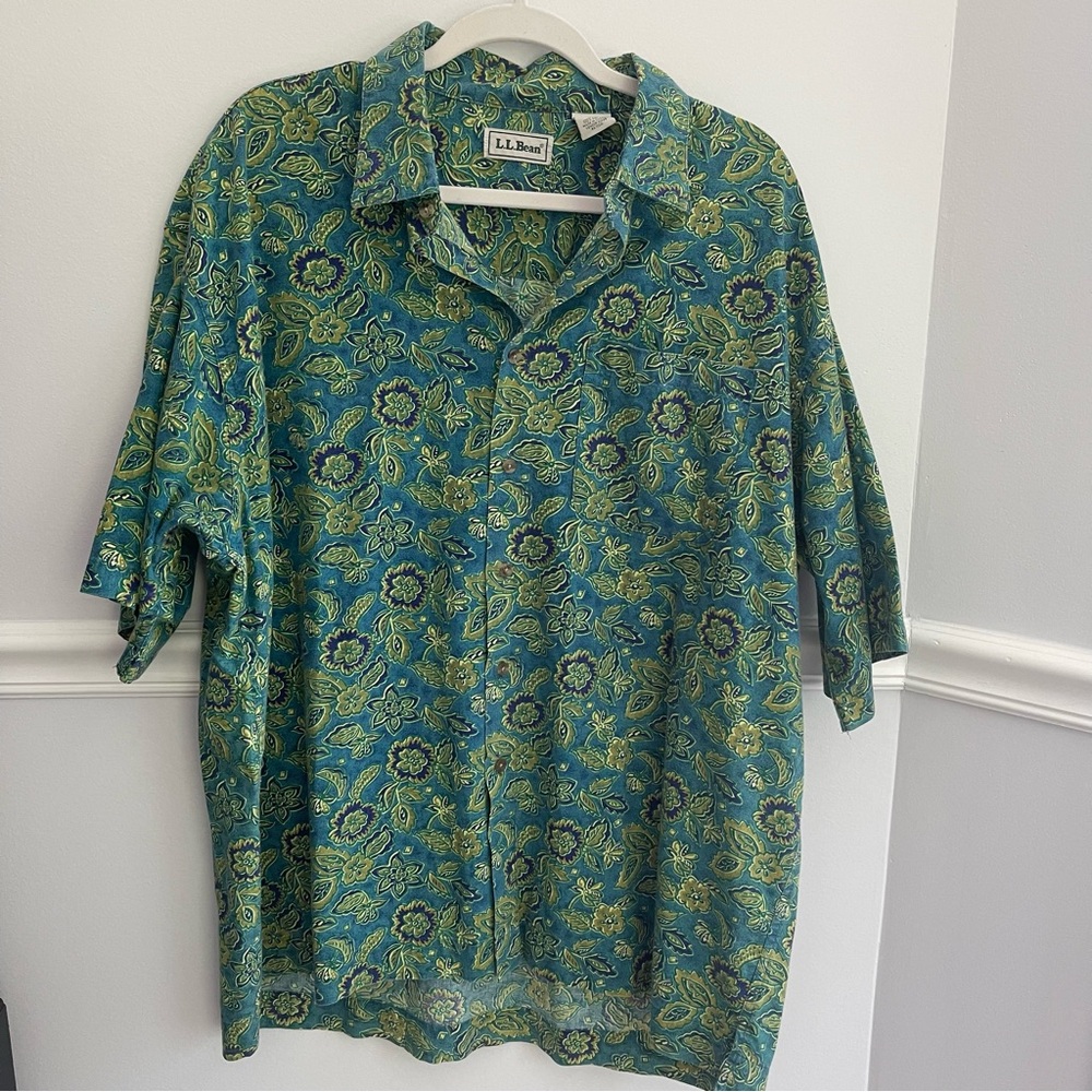 VTG LL Bean men’s XL, Hawaiian tropical 100% cotton button up
